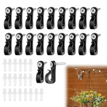 Heavy Duty Outdoor Light Hooks for Patio String Lights, Black QShape Wall Mount Hangers, 20 Pack