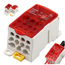 DIN Rail Junction Box 1 in 6 Out Quick Mount Wire Splitter 690V with Transparent Protective Cover
