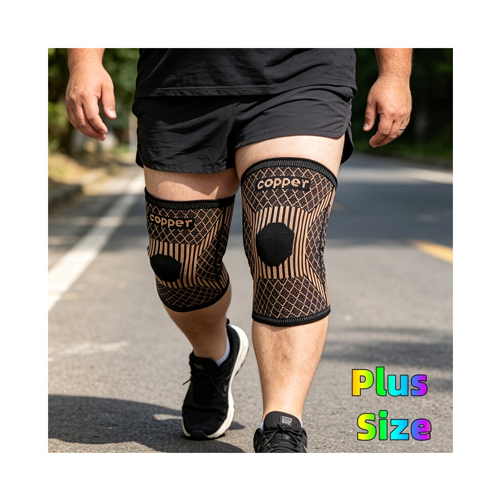 Photos - Safety Equipment  2pcs Plus Size Copper Compression Knee Sleeves With Non-Slip Strips, Oversize Comfortable Knee Brace Suitable For(5XL/6XL)