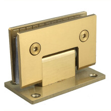 Brushed Gold Shower Glass Door Hinge 90 Degree Frameless Heavy Duty Anti‑Slip Gasket Corrosion‑Resistant