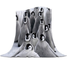 Cute Penguin Fleece Throw Blanket 40x50 Inch Soft Microfiber Warm Flannel Blanket for Couch and Bed