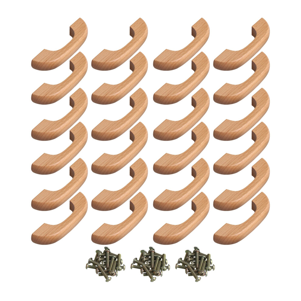 Wood Cabinet Handles 64Mm Center To Center, Unfinished Natural Wood Drawer Pulls Set Of 24 9310869656852