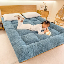 Faux Fur Mattress Topper Queen Size 150x200cm Blue, Fluffy Warm Breathable Soft Pad for Dorm and Travel
