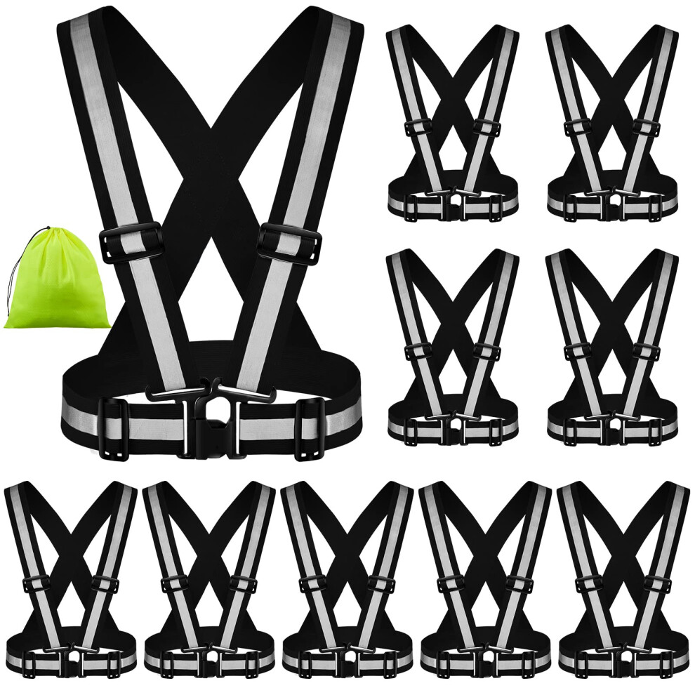 Reflective Running Vest Pack Of 10 Visibility Safety Vest For Runners Lightweight Nylon With Storage Bag 9310869656944