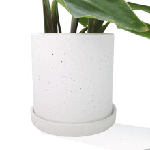 6 Inch Ceramic Planter Pot with Drainage Hole and Saucer, Modern Spot Design Indoor Plant Pot for Home Decor