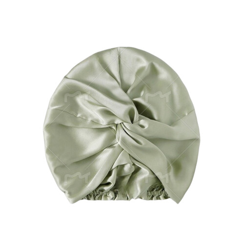 Touca de dormir feminina 100% seda, com dupla camada de seda. LightGreen