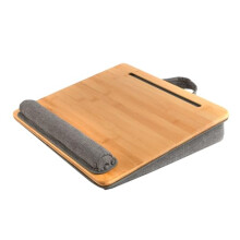 Bamboo Lap Desk with Cushion and Wrist Rest, Ergonomic Laptop Stand for Couch or Bed, Tablet Slot