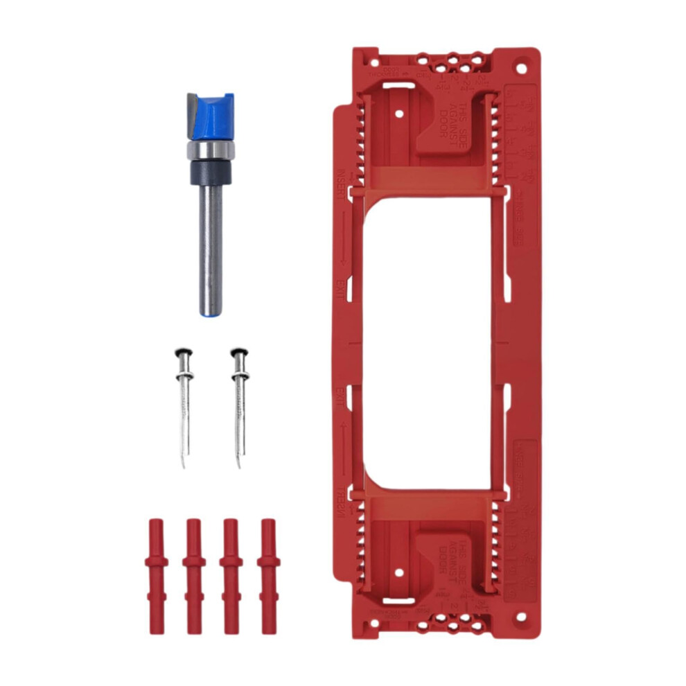 Adjustable Door Hinge Jig For Carpentry, Red Hinge Mortising Template With Accurate Alignment 9310869657408