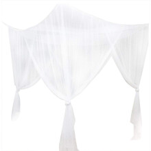 White 4 Corner Post Bed Canopy Mosquito Net with Breathable Mesh and Reliable Insect Protection