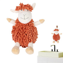 Fluffy Chenille Hand Towels for Bathroom, Soft Fast Drying Hanging Absorbent Orange Decorative Towels
