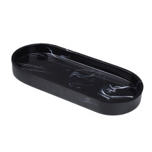 Black Marble Bathroom Tray Resin Vanity Organizer with SpaceSaving Skid Design and Easy Clean Surface