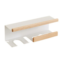 White Wall Mounted Hair Dryer Holder and Hair Tool Organizer, Neutral Finish, SpaceSaving Rack for Hotel Bathroom