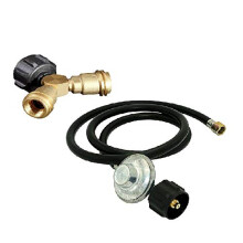 Propane Y Splitter Hose Adapter Kit 5FT, Solid Brass 2 Way Connector for Dual Appliances, Regulator Included