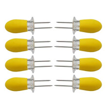 8pcs Stainless Steel Corn Holders BBQ Corn Forks with Non Slip Grip and Secure Pins for Home Cooking