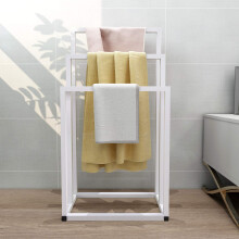 White Freestanding Towel Rack Stand for Bathroom, 3 Tier Metal Holder with SpaceSaving Organized Storage
