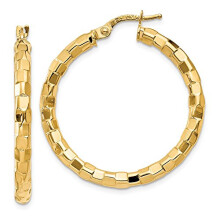 14K Yellow Gold Hoop Earrings 33mm Lightweight Hollow Design with Secure Wire Closure and Gift Box