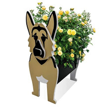 Wooden Dog Planter for Succulents and Flowers, Cute Outdoor Plant Pot for Garden and Home Decor