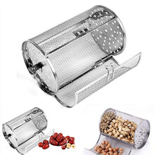 Rotisserie Grill Basket Stainless Steel BBQ Rolling Cage 360 Even Rotation for Vegetables and Meats
