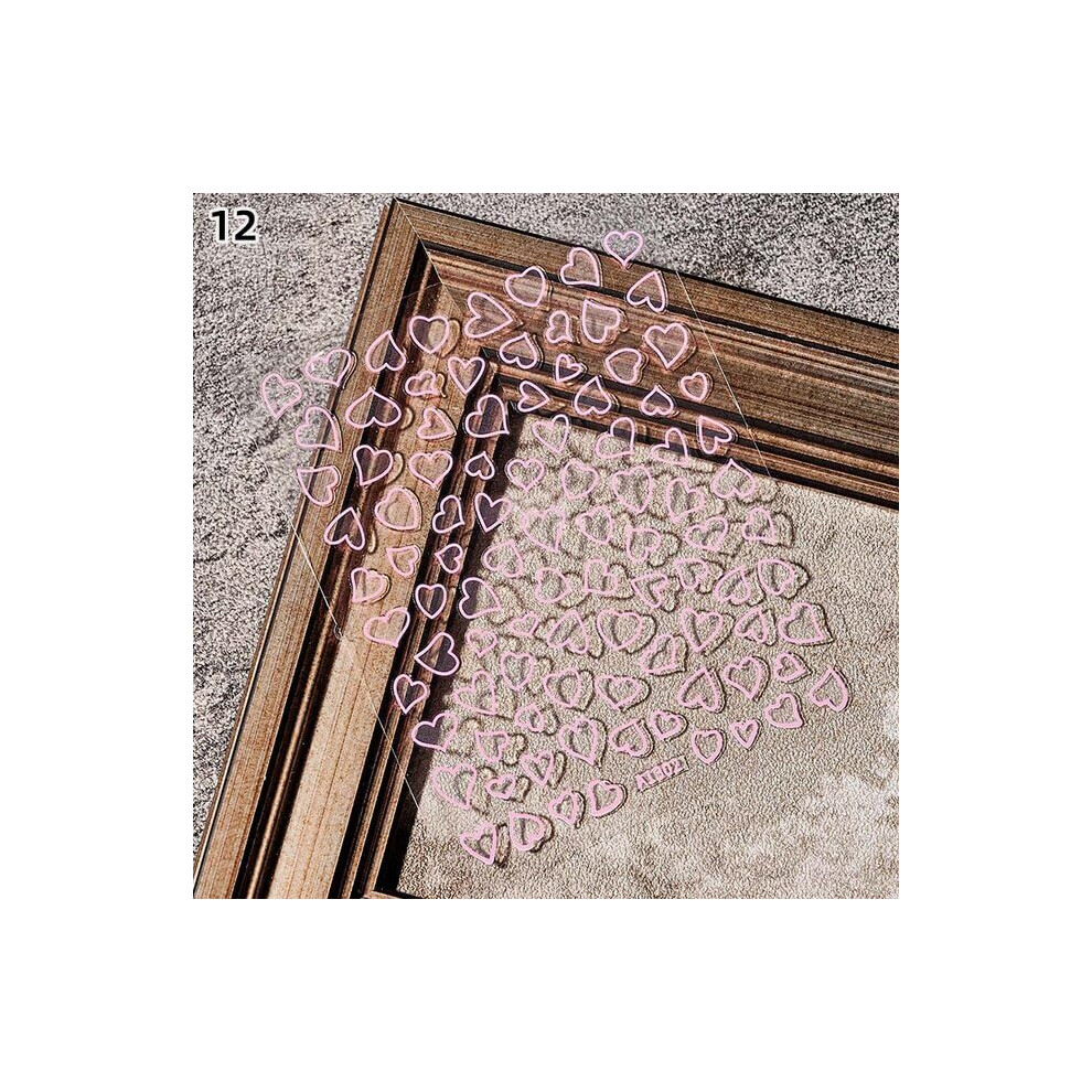 3D Nail Stickers Korean Ultrathin Love Heart Design SelfAdhesive Nail Decals for Manicure Color 12