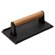 10 Pack Heavy Duty Cast Iron Grill Press Set 9 x 5 Inch with Wooden Handle for Bacon, Burger and Panini