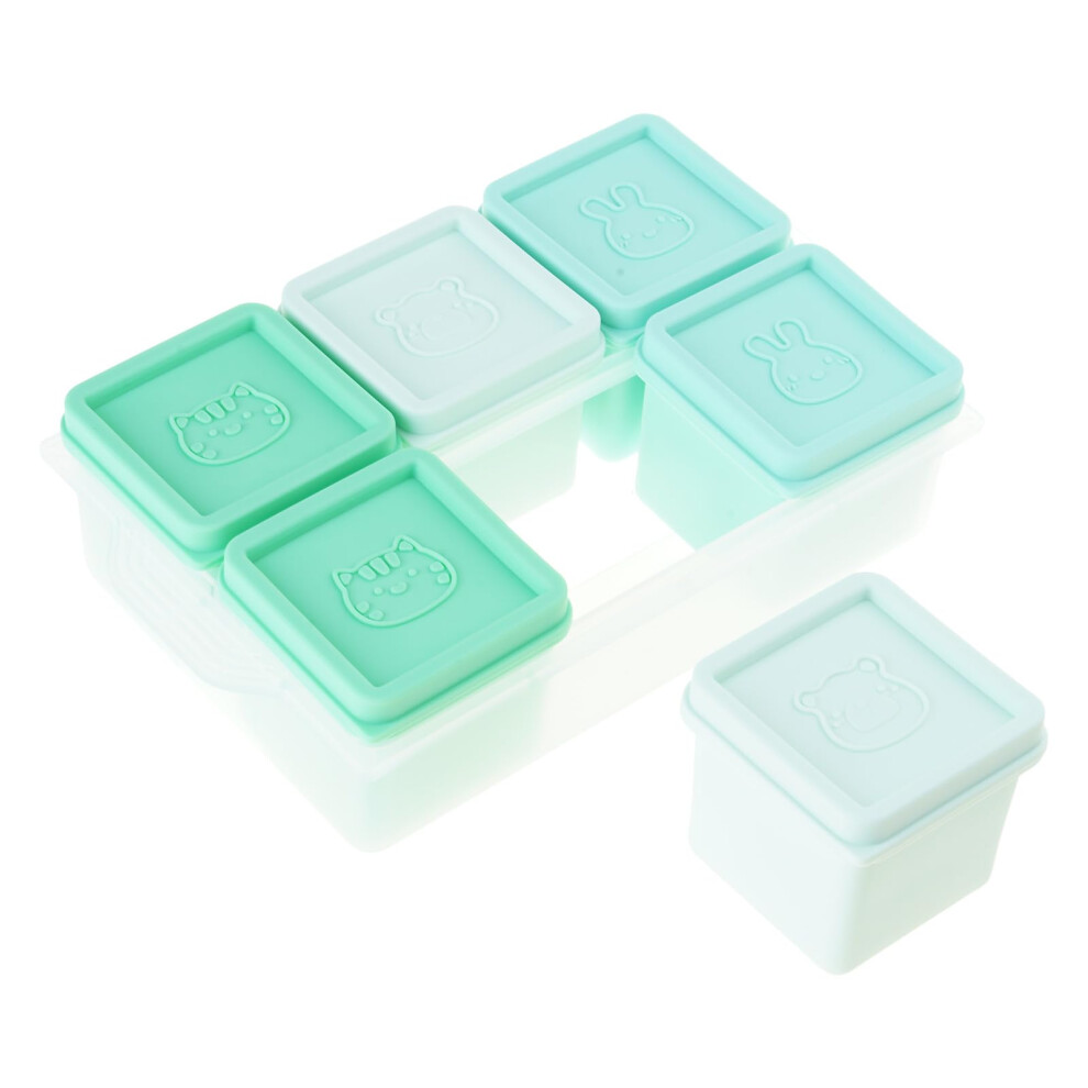 Silicone Baby Food Freezer Tray with Leakproof Lid, 6 Compartment Flexible Storage Container Style B