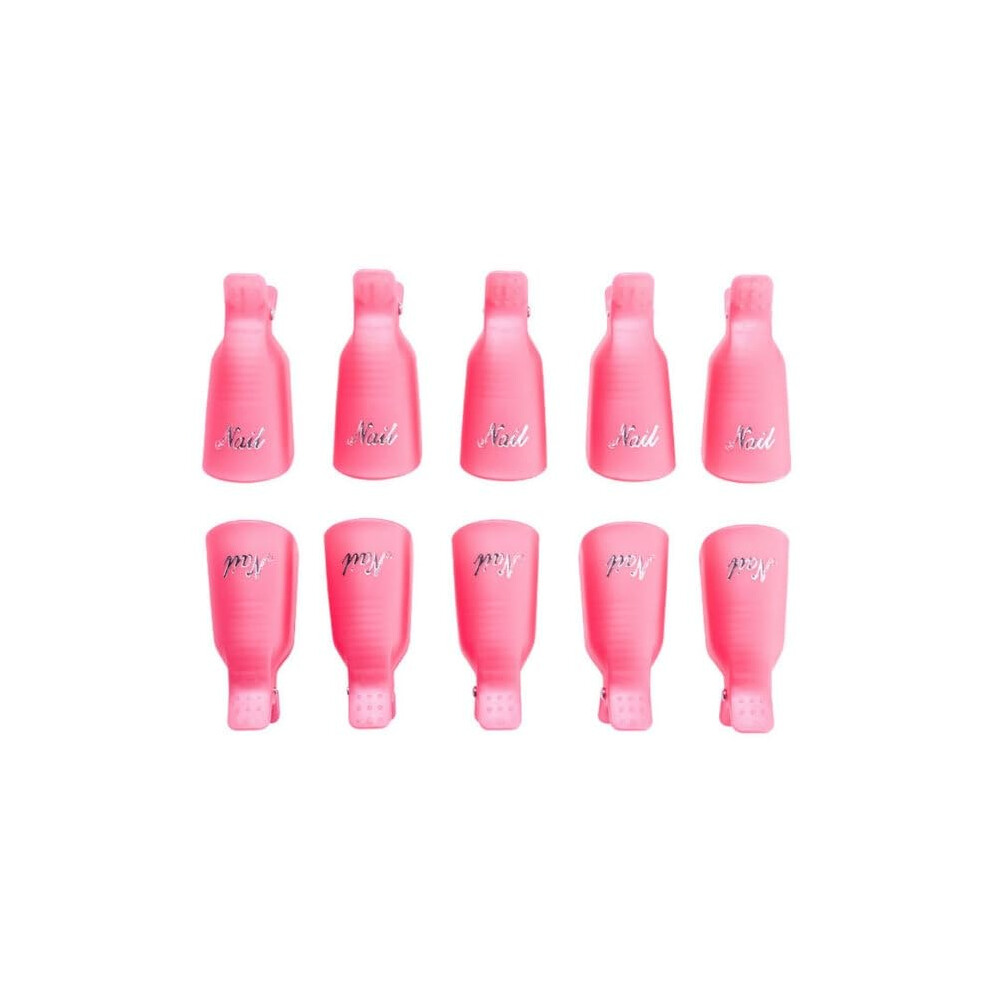 Pink 10 Pack Nail Polish Remover Clips For Gel Nails, Reusable Soak Off Uv Gel Removal Tool