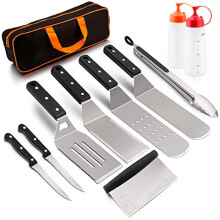 Griddle Accessories Set 11PCS Stainless Steel BBQ Grill Tools Kit for Flat Teppanyaki Cooking with Bag