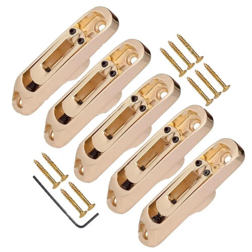 Bass Guitar Bridge Saddles 5 String Tailpiece Set Gold – Uniform Finish Easy Replacement