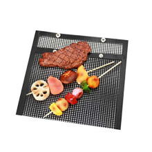 Reusable Non Stick Grill Mesh Bag Heat Resistant BBQ Grilling Mat with Silicone Brush for Outdoor Cooking 2722