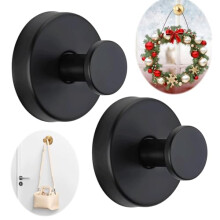 Suction Cup Hooks 2025 Upgraded NoDrill Reusable Wreath Hanger for Front Door and Glass, 11lbs Load, Black