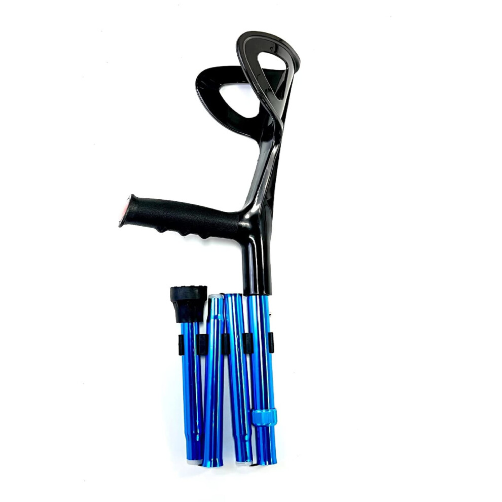 Blue Adjustable Aluminium Forearm Crutches For Adults, Lightweight Folding Design, Nonslip Grip
