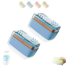 2 in 1 Plastic Soap Holder for Laundry with Soft Roller, Easy Foam Cleaning Blue Soap Box Set Pack of 2
