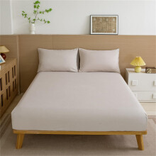 Breathable Queen Mattress Protector and Cotton Fitted Sheet Set with Deep Pocket, Washable Khaki Bedding for Bedroom or Dorm