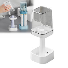 Toothbrush Holder with Cup and Cover, 3Slot White Toothpaste Organizer for Bathroom, EasyClean Design