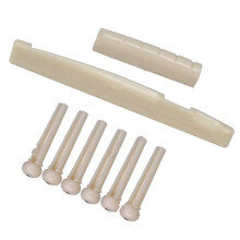 Acoustic Guitar Bridge Pins Set White 8pcs with Guitar Saddle and Nut Easy Replacement for 6String