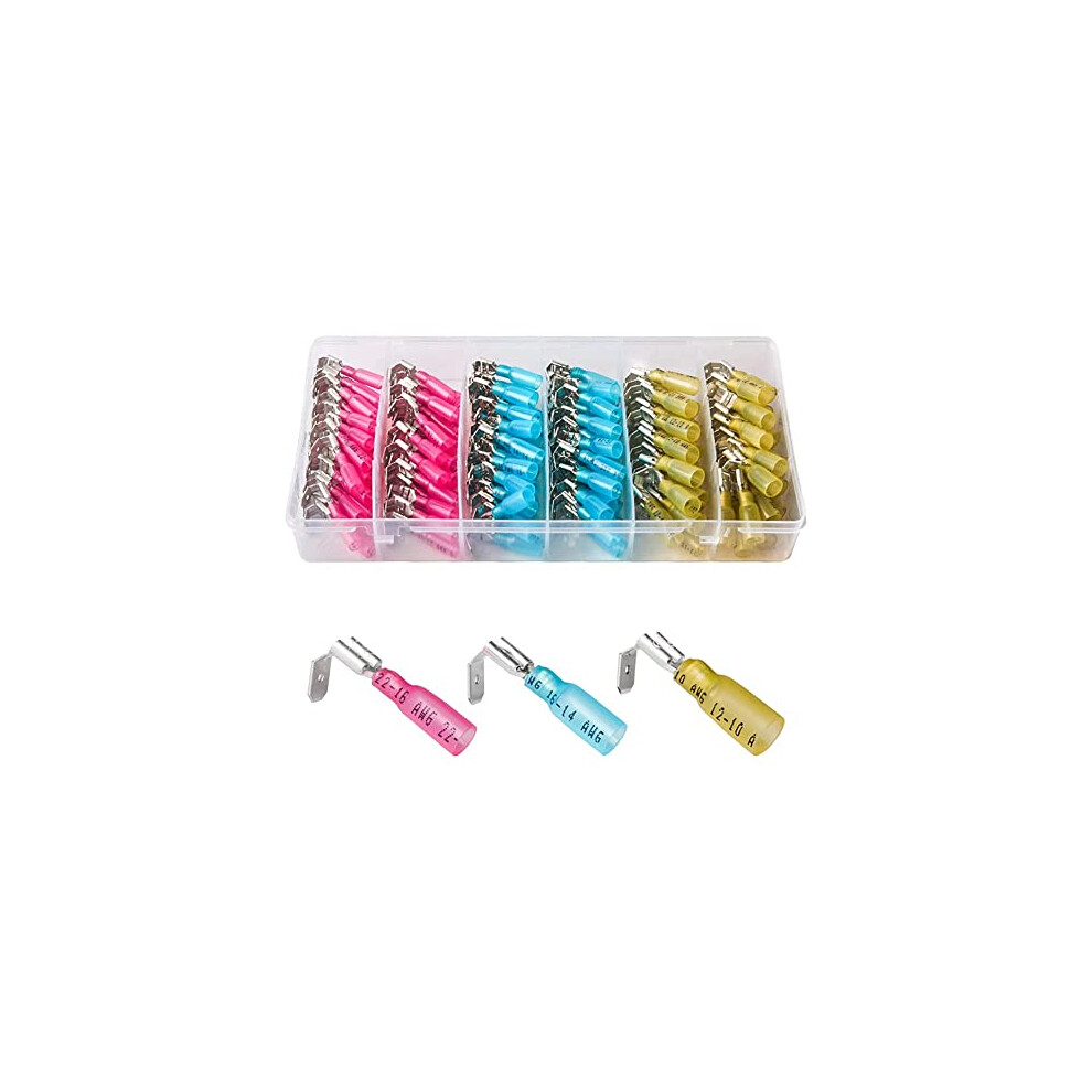 140Pcs Heat Shrink Crimp Connectors Kit, Assorted Spade Terminals For Quick Wire Branching, Waterproof 9330225605584