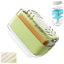Green Soap Box with Roller and Portable Foaming Brush, BuiltIn Drainage Case for Laundry and Travel