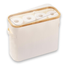 Toilet Paper Storage Basket Holds 9 Mega Rolls, Clear Lid Foldable Organizer for Bathroom Restroom