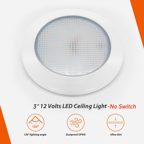 RV LED Ceiling Light 12V Interior Dome Light Soft White 3500K Dimmable Brightness Pack of 2 1