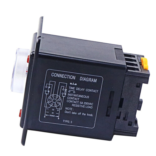 AH2Y Time Delay Relay 220V Power On Delay Timer 0–60 Min Adjustable Control Panel Mount with Socket 1