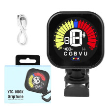 Rechargeable Guitar Tuner with LCD Display, Accuracy ClipOn Tuner for Guitar Bass Ukulele Violin YTC1000X