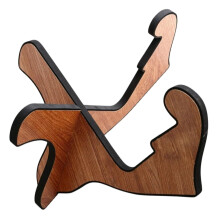 Wooden Floor Guitar Stand Walnut Finish, Vertical Stable Display Holder for Electric Acoustic Bass