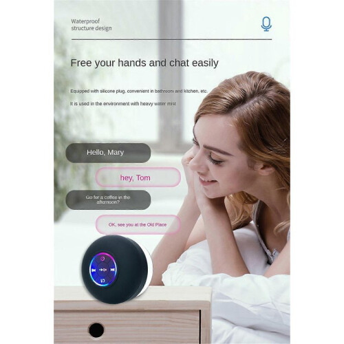 Waterproof Bluetooth 5.0 Shower Speaker with Suction Cup White  White without stickers 2