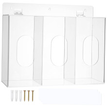Wall Mounted Glove Dispenser, Clear Acrylic Mask and Glove Holder with Multi Compartment Storage