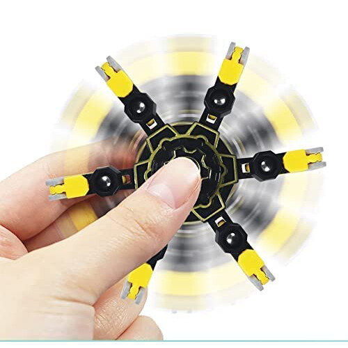 Fidget Spinner Mechanical Deformation Toy, DIY Transformable Robot Chain for Stress Relief, Yellow 2