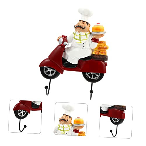 Creative Chef Motorcycle Adhesive Wall Hook for Keys and Bags, SpaceSaving Kitchen Storage, Matte Red 1