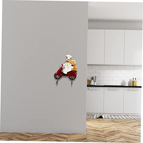 Creative Chef Motorcycle Adhesive Wall Hook for Keys and Bags, SpaceSaving Kitchen Storage, Matte Red 2