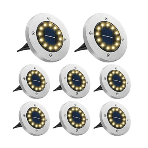 Solar Powered Pathway Ground Light Energy Saving Warm White Outdoor Garden Step Light Easy Install 8PCS
