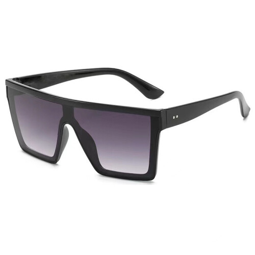(Glossy black frame double gray film) Sunglasses Oversized Styles Bold Modern Frames Multiple Colors