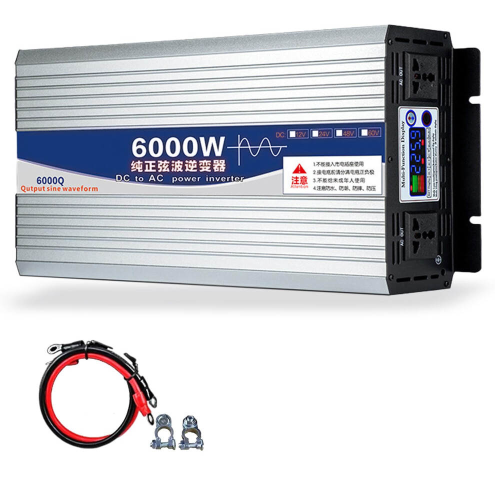 6000W Pure Sine Wave Power Inverter 48V To 220V With Lcd Display For Car Rv Solar Home Backup 9330225609100